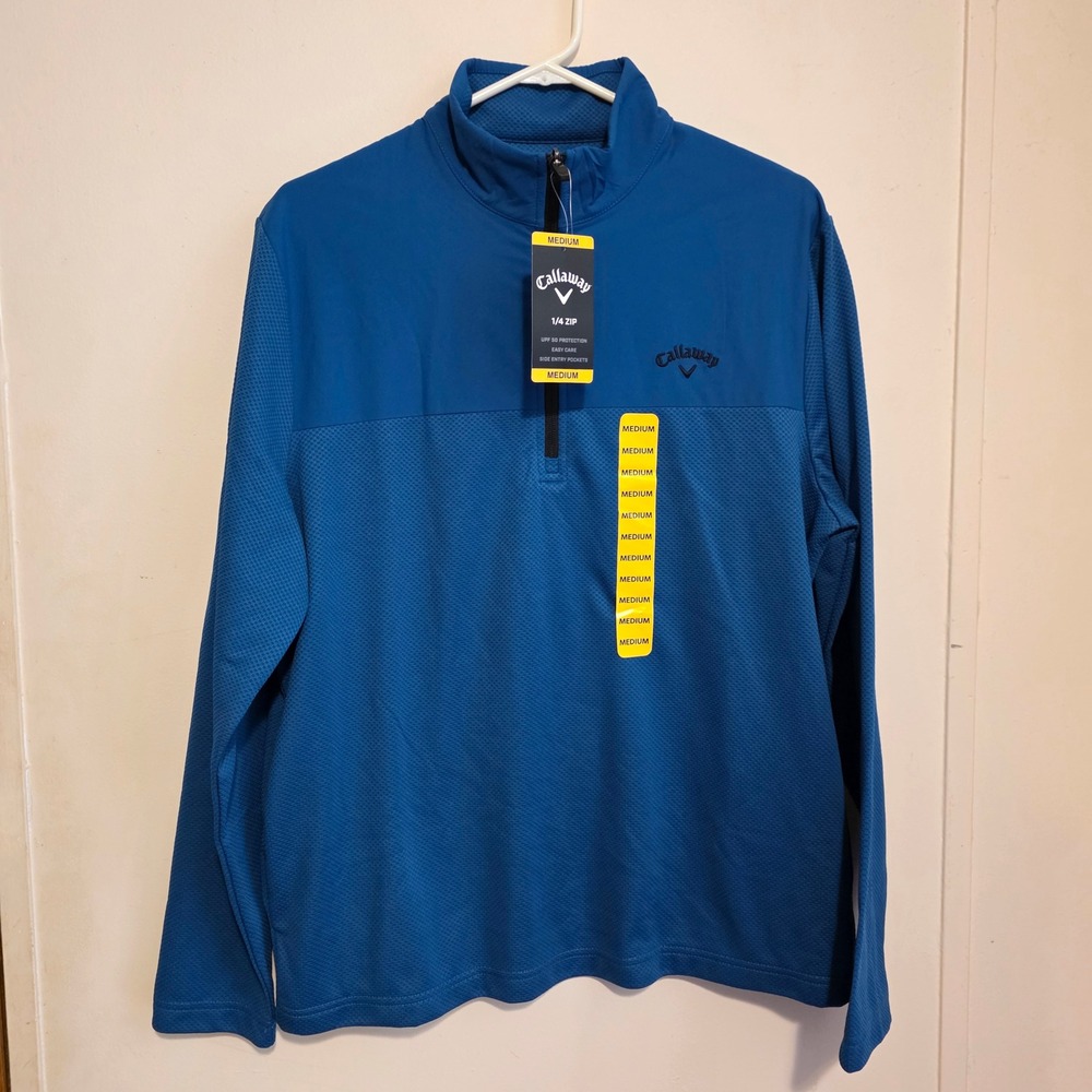 Callaway Mens Golf Sweatshirt 1/4 Zip Size Medium Blue UPF 50 Golf Athleisure
